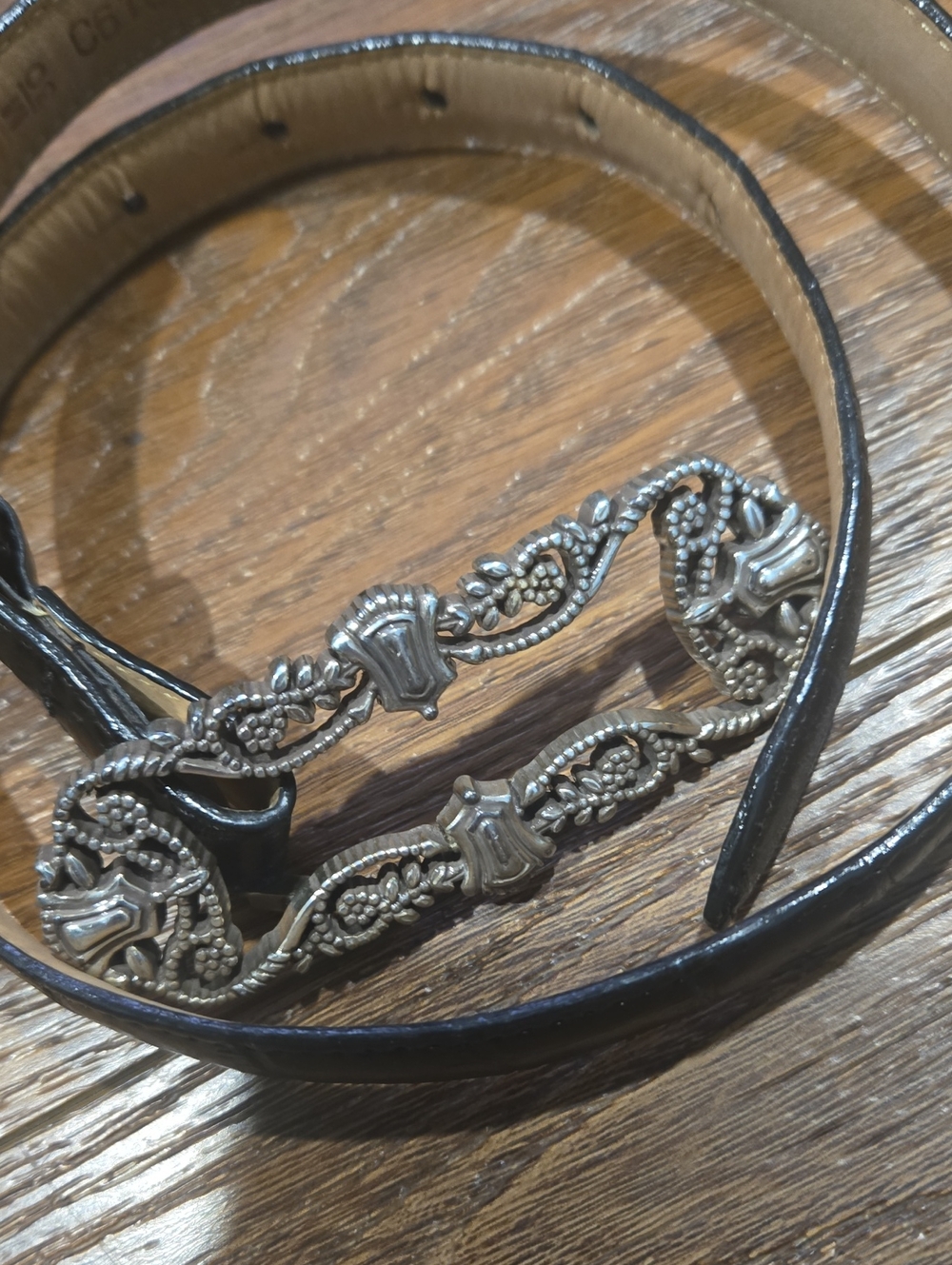 BRIGHTON BLACK LEATHER BELT... SIZE MED.. #8211